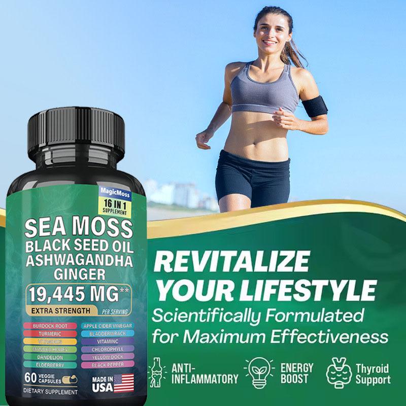 YiaknisUK Sea Moss Complex with Black Seed Oil & Ashwagandha 60 Veggie - image 2