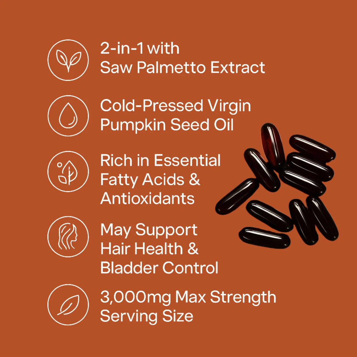 YiaknisUK Cold-Pressed Pumpkin Seed Oil with Saw Palmetto 60 Softgels - image 3