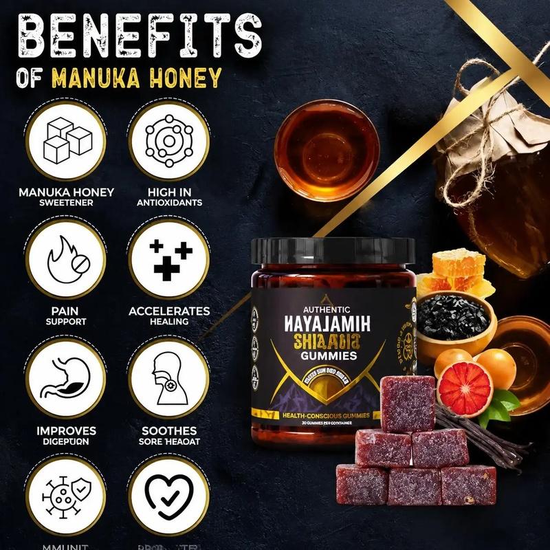 VICAFUCI Himalayan Shilajit & Manuka Honey Gummies Vanilla & Honey, 3 - image 2