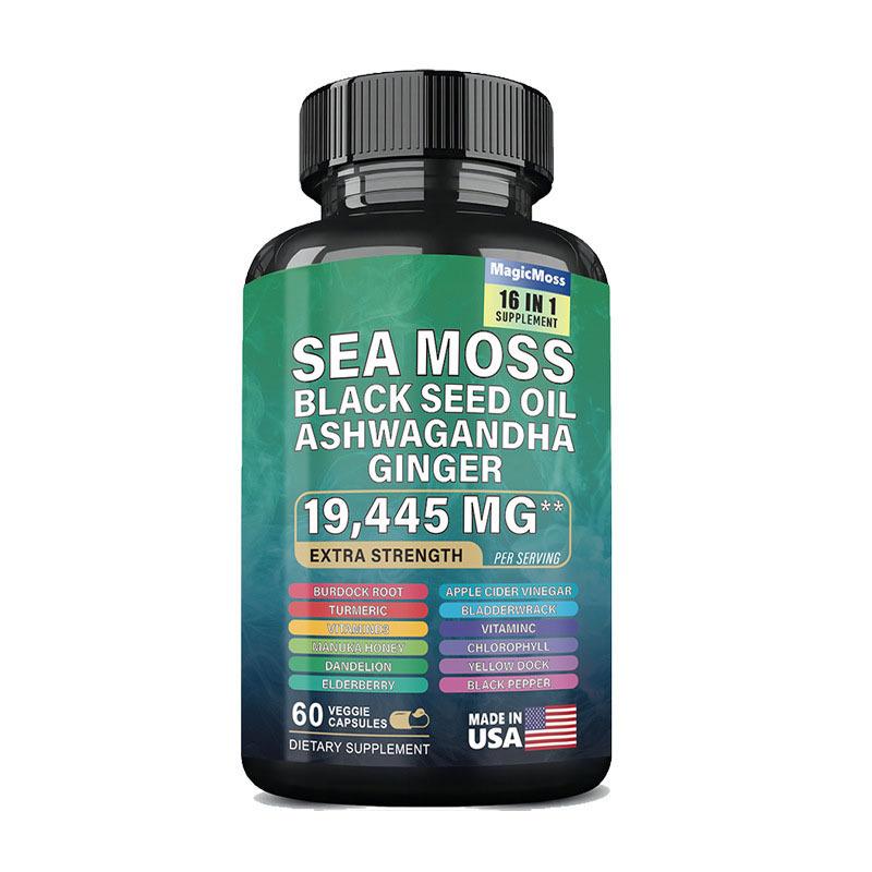 YiaknisUK Sea Moss Complex with Black Seed Oil & Ashwagandha 60 Veggie - image 1