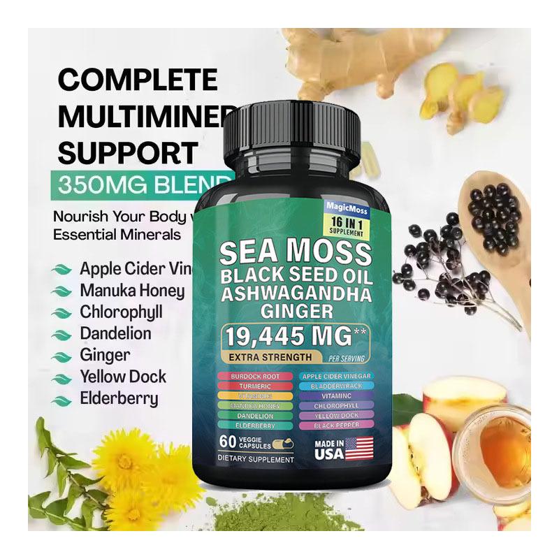 YiaknisUK Sea Moss Complex with Black Seed Oil & Ashwagandha 60 Veggie - image 4