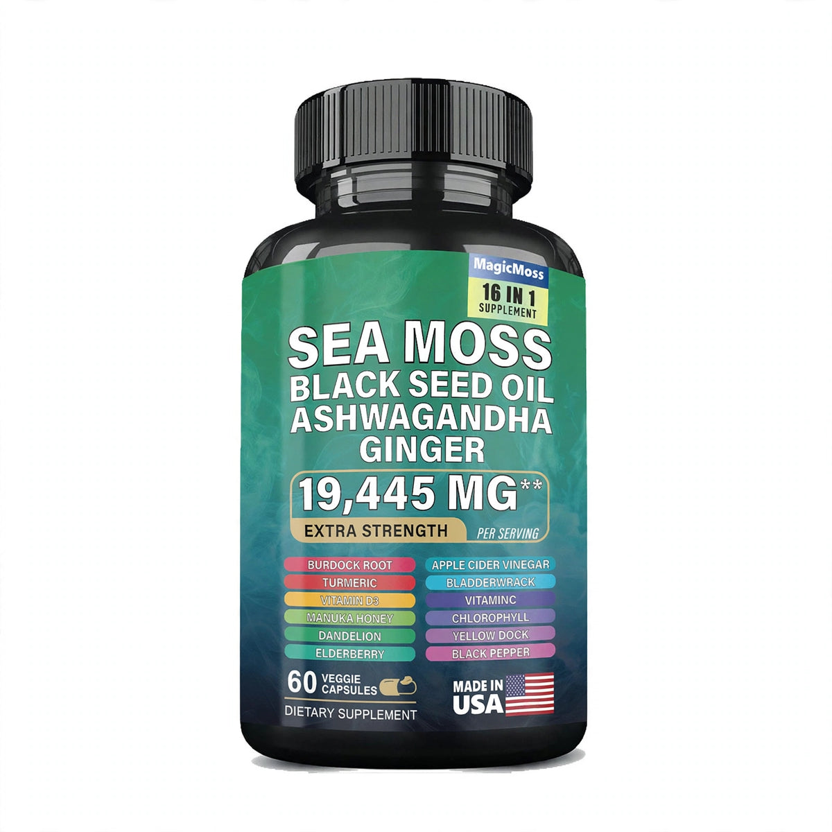 MagicMoss Sea Moss 16-in-1 Complex Minerals Wellness – 60 Capsules